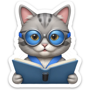 funny cat with planner with blue goggles sticker