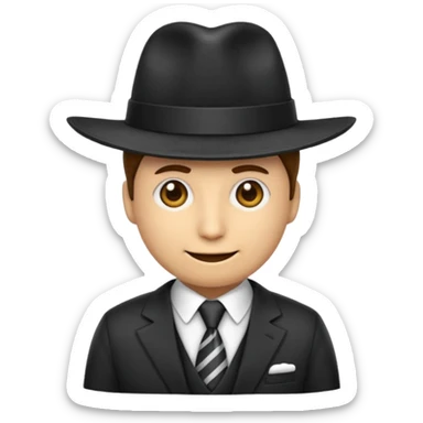 Hazme un emoji de una persona que esté vestida como un gánster  sticker