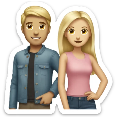 blonde girl with brunette boy couple sticker