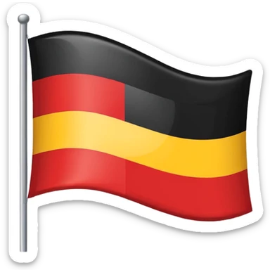 A wawy black and red rectangle with medium sized yellow circle in the middle flag sticker