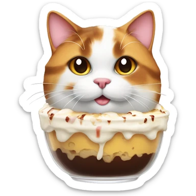 Realistic Fat calico cat with sundae sticker