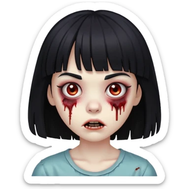 zumbi girl whit black hair with bangs down to the eyebrows sticker