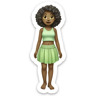 Barefoot nymph, with pastel green top and skirt sticker