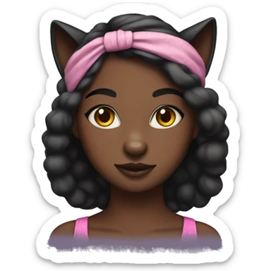 black female cat with makeup headband sticker
