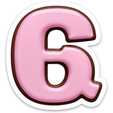“Single pink bubble letter D, white outline, bottom dipped in chocolate with pink frosting drizzle, kawaii style, glossy, soft shading, clean outline, transparent background, Discord emoji size” sticker