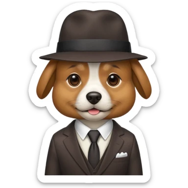 dog wearing a suit with a hat on sticker
