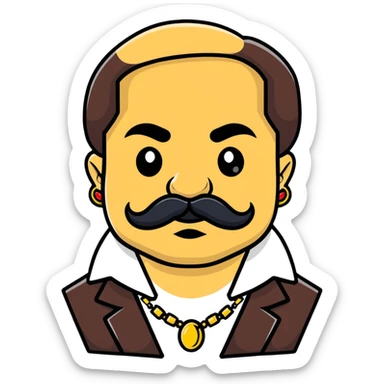 El Chapo character with distinctive mustache and flashy jewelry sticker