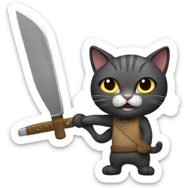 cat with machete sticker