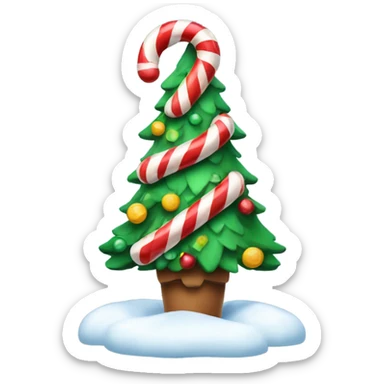 Christmas tree holding candy cane say merry Christmas  sticker