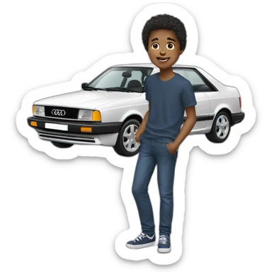 Boy with Audi 80 sticker
