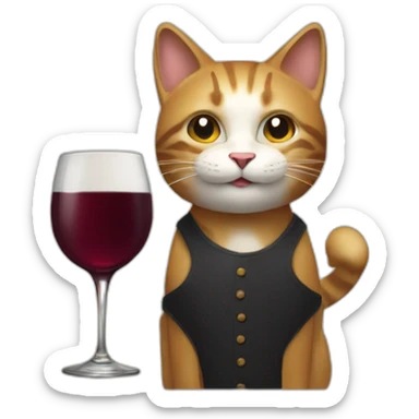Un chat qui bois du vin sticker