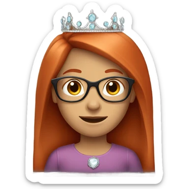 Long straight Redhead with tiara and glasses sticker