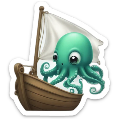 cute kraken hanging a white flag sticker