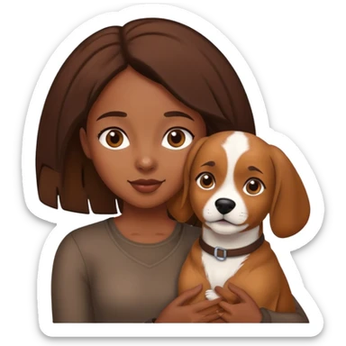 Black girl holding brown dog sticker