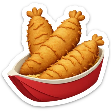 5 breaded chicken tenders in a red paper food boat  sticker
