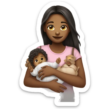 girl with baby plushy sticker