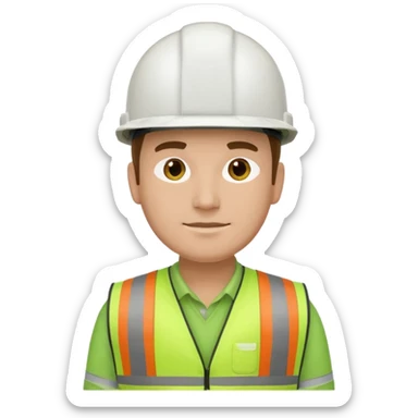 Hombre ingeniero casco blanco y chaleco verde sticker