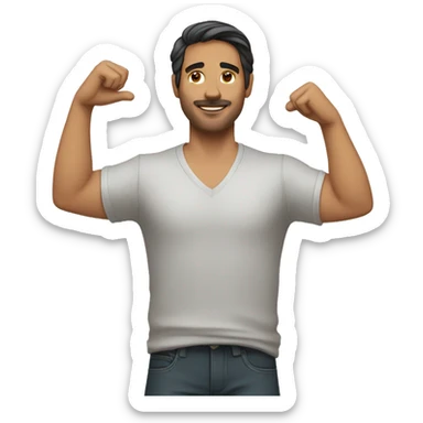 Spanish man (full-body) (both arms raised) (straight hair) sticker