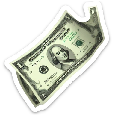 one banknote floating in the air sticker
