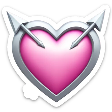 Silver Bow with pink arrow shot through heart with a white lightning bolt sticker