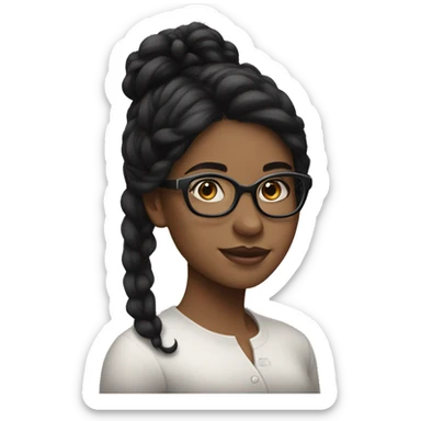 long black haired girl, fair skin, with white glasses and earrings sticker