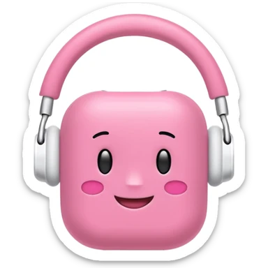 Create a pink happy circle emoji who listens to music on AirPods Max make them always this style  sticker
