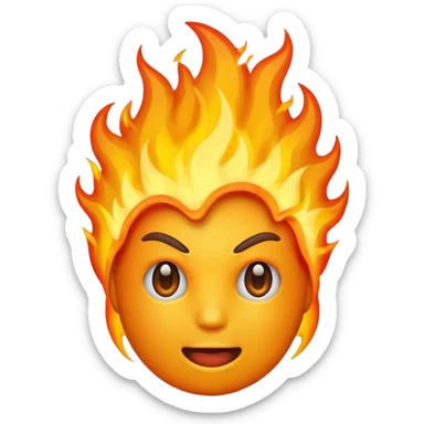 Make it look like a normal emoji just with burning head🙂🔥 cobine the two put the fire on topp of the head nothing more nothing less sticker