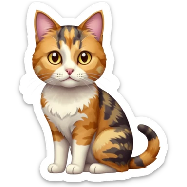 full body anxious looking colourful light patched calico tabby cat with hazel eyes sticker