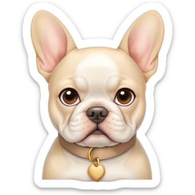 White French bull dog with beige collar sticker