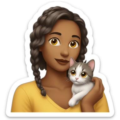 Une fille avec un chaton sticker