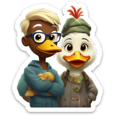 chicken little and abby mallard  sticker
