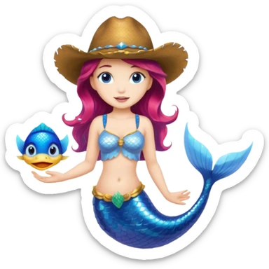 Mermaid wearing a cowboy hat sticker