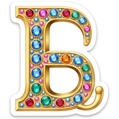letter J decorated with colorful jewels and gems sticker