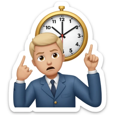 Emoji saying now maybe a clock and ur pointing at it like times up maybe sticker