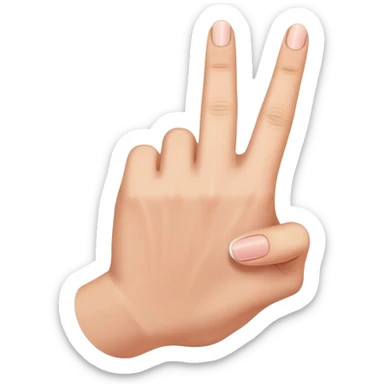 A hand gesture that is sideways with the pointer finger and pinky finger down, and the middle and ring finger pointing up. Have the hand slightly rotated at a 90 degree angle sticker