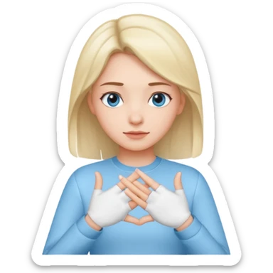 Girl with two hands in front no flowers and make them at different levels sticker