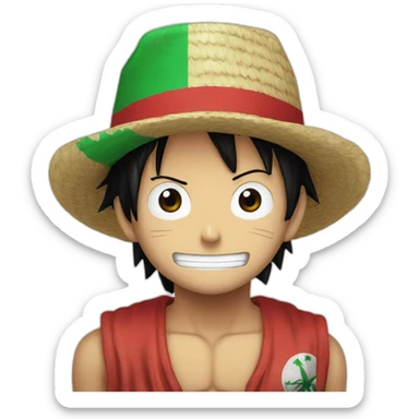 one piece luffy with algerian flag sticker