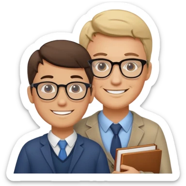 male teacher helping student sticker