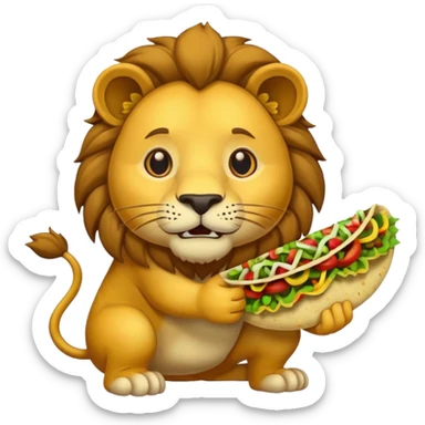 taco eating lion sticker
