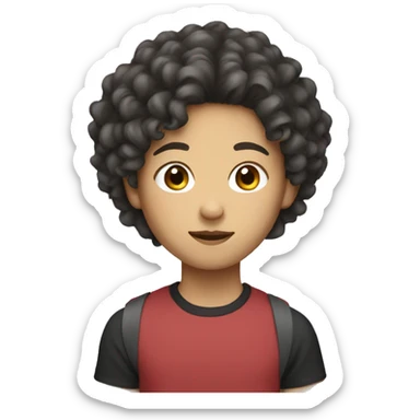 asian teenager with curly hair  sticker