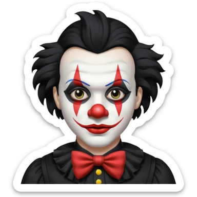 man with black hair black and white clown makeup black clothes sticker