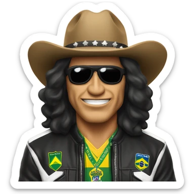 gene simmons wearing cowboy hat and brazil soccer jersey  sticker