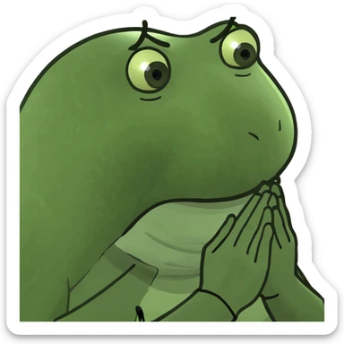 Photorealistic middle aged woman medium dark brown hair in ponytail light medium skin praying sticker