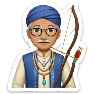 old indian male teacher in traditional attire archer sticker