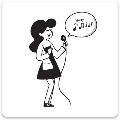 lady singing a birthday song sticker
