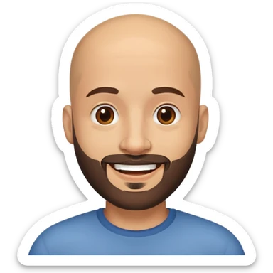 hispanic bald man with b sticker