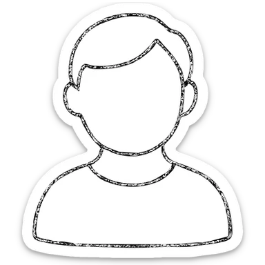 hand-drawn outlined icon of a client or customer, sketchy lines sticker