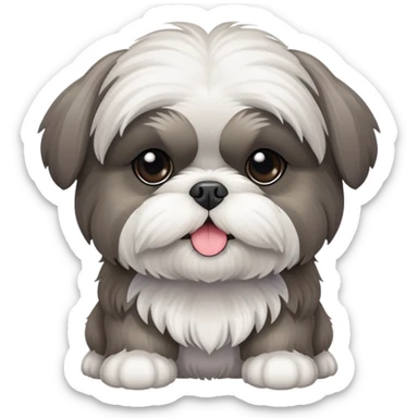 grey and white shih tzu dog sticker