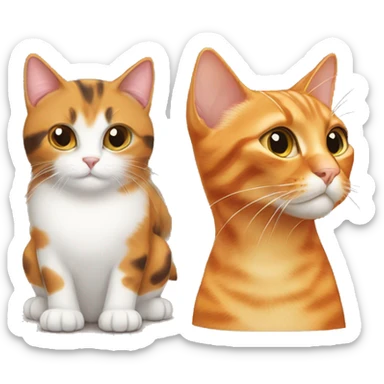 orange cat and tortiseshell cat sticker