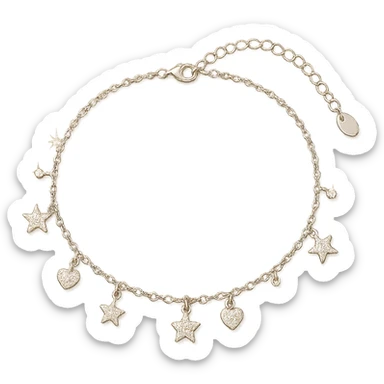girly sparkling anklet with charms, no background sticker